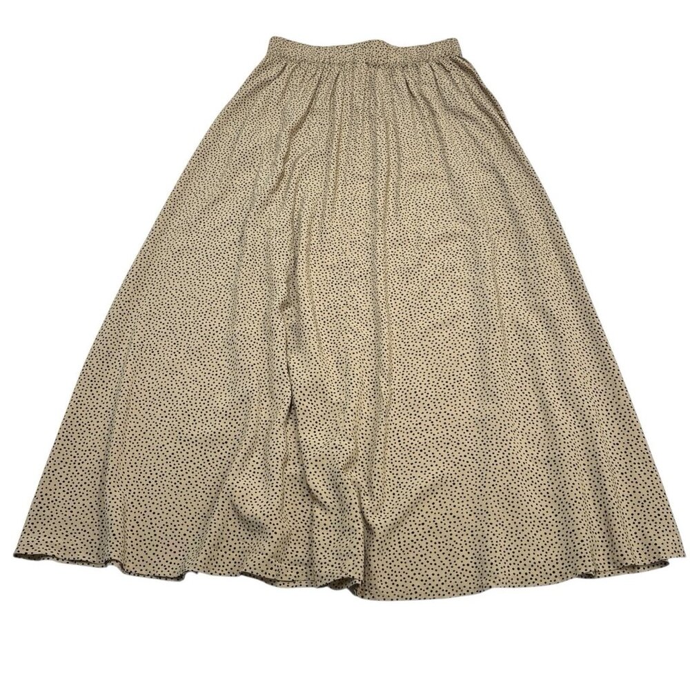 Gap Skirt Womens S Tan Black Polka Dot Rayon Maxi Rayon Pull On Lightweight